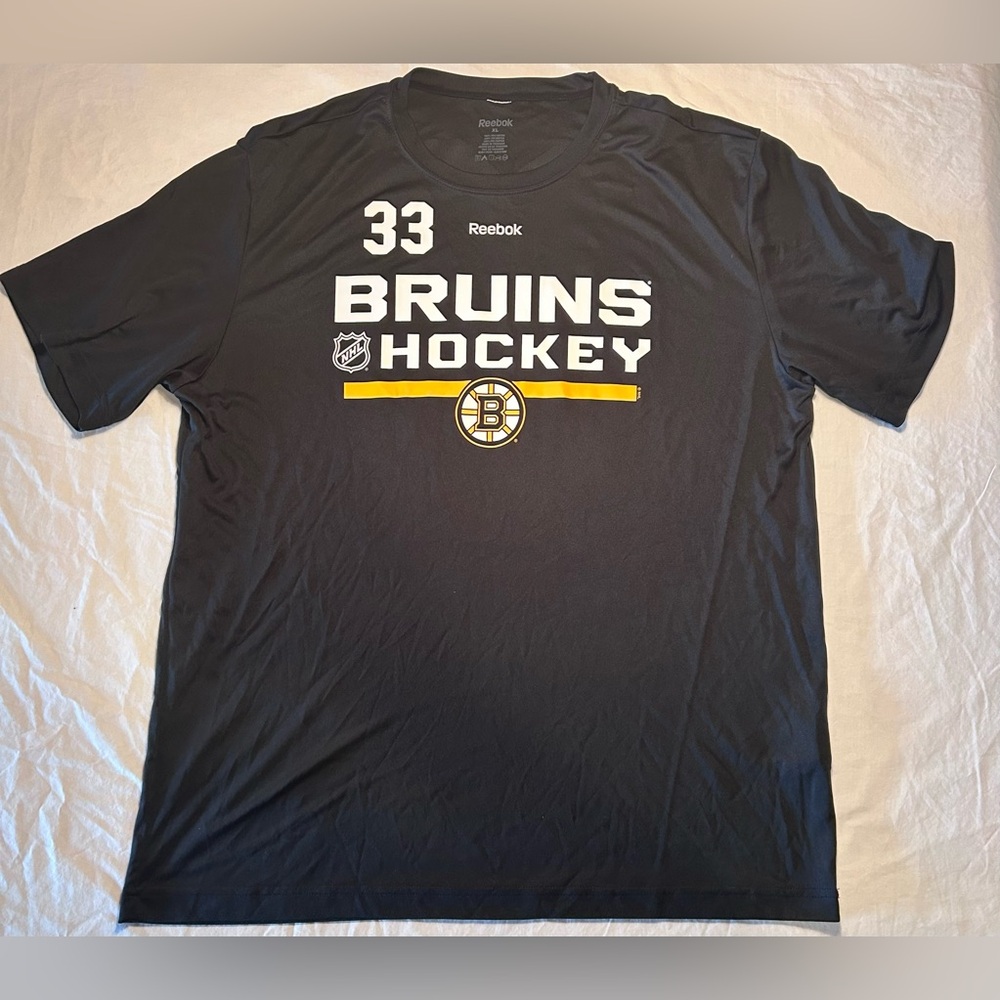 Reebok Boston Bruins NHL #33 Chara Black Polyester T-Shirt Men’s XL